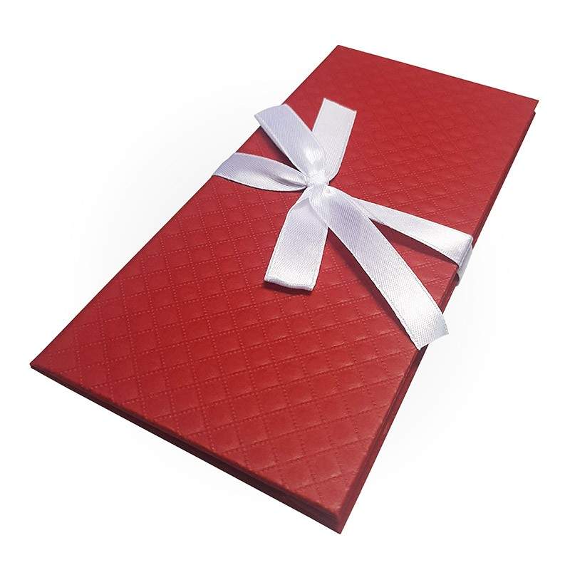 Конверт д/денег ромб красный с бантом тиснение 172х83мм К104