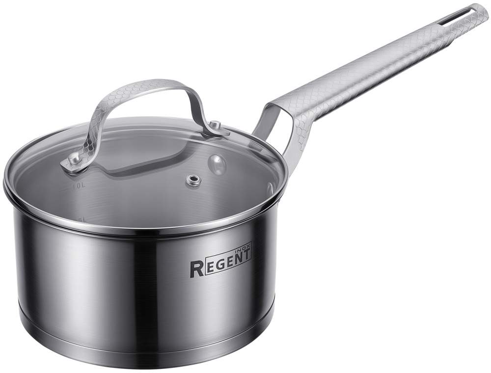 REGENT INOX Linea Sirena Ковш 65-0116 1700мл 16x8,5см cо стеклянной крышкой индукция