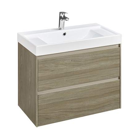 Тумба Ona под раковину 800мм темный вяз 2 ящ.+ стол.Ona белый матов.