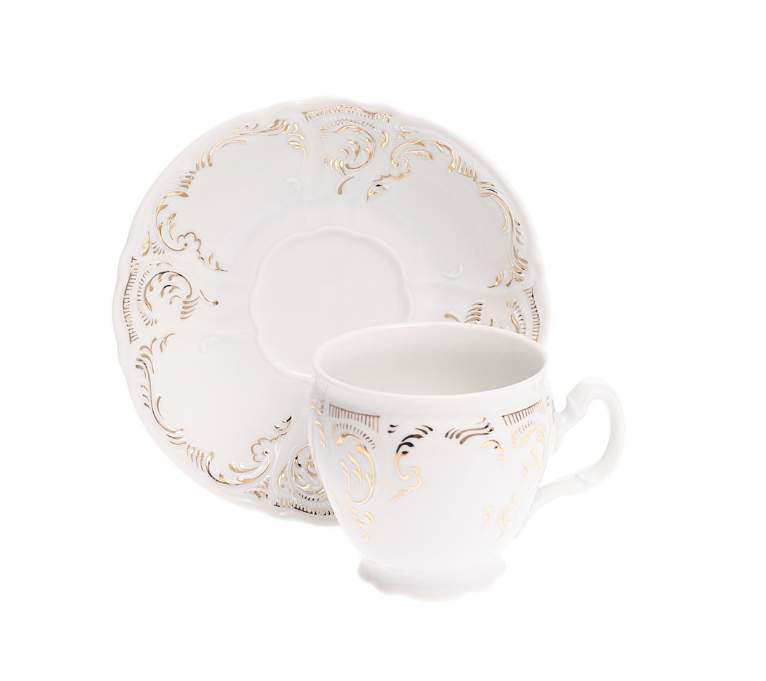 BERNADOTTE Золотой орнамент Набор чашек с блюдцами 240мл (высокая 160мм) БТФ1310
