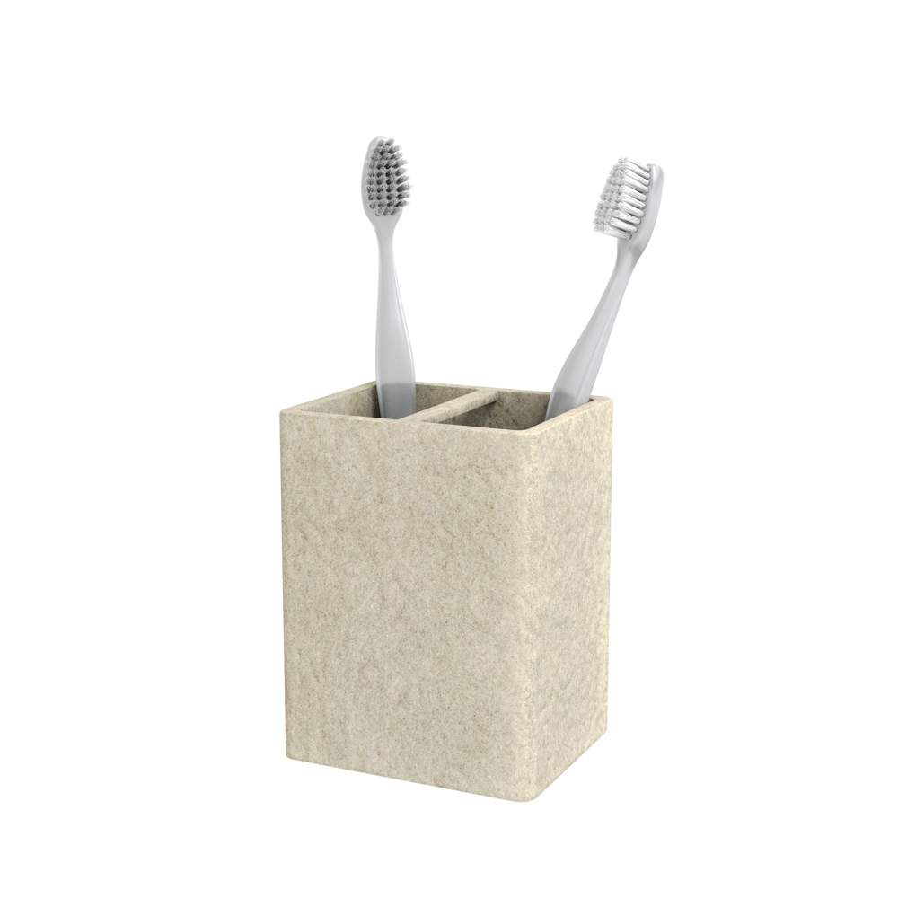 Стакан д/зубных щеток настольный, STONE,NATURAL,полирезин FOR-STN042NAT