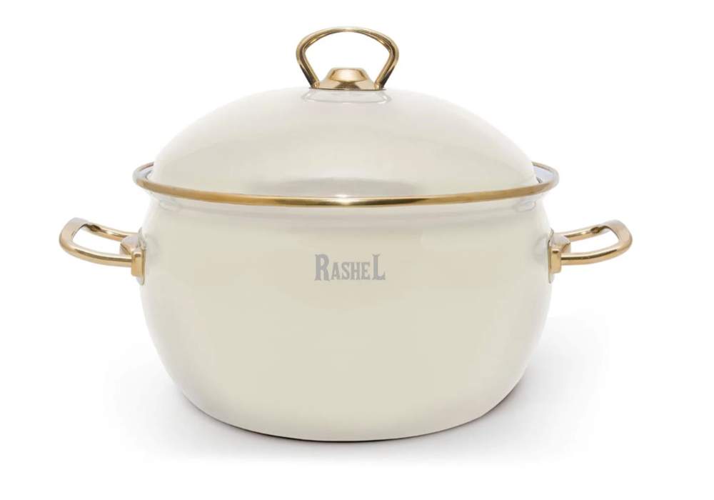 TM RASHEL Premium кремовая Кастрюля 5л 22см ручки(золото) металл.крышка 3х-слойная эмаль R1622