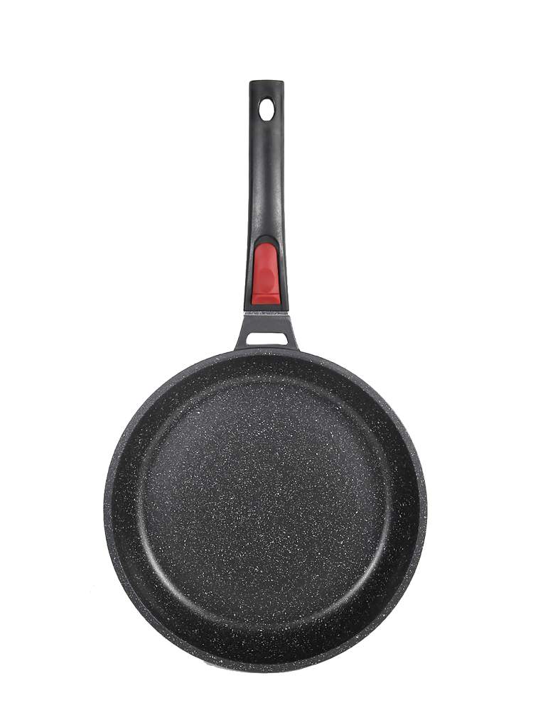 KAMILLE Сковорода 4470 24х4,5см литой аллюминий с АП покрытием черный мрамор съемная ручка Индукция