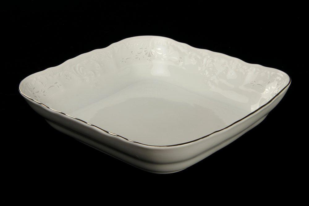 BERNADOTTE Отводка платина Салатник квадрат 25см BE3632021/03821/БТФ0201