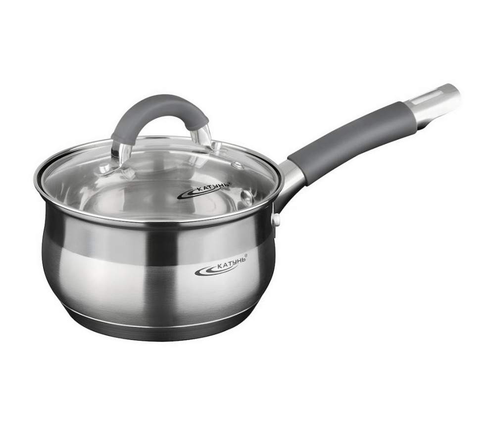 КАТУНЬ Ирида Ковш 1,9л 16см капсул дно ручки(нерж.сталь силикон) с/кр индукция /нерж/ КТ08-К