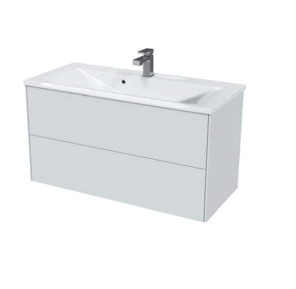 Тумба подвес.Ultra 100 белая мат.2 ящ. + раковина Premier 1000/More 100