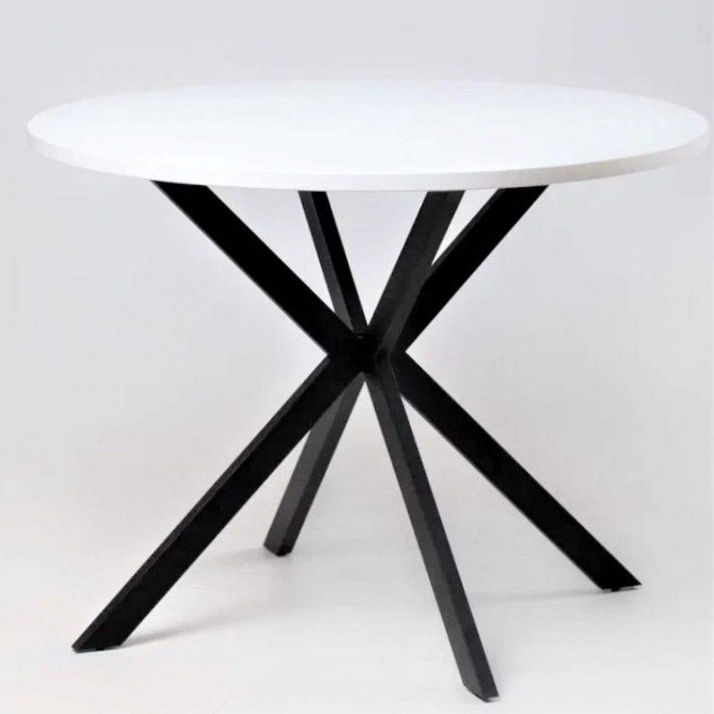 Стол Астррон нераскл. D900 ЛДСП(белый, опора эмаль черная)