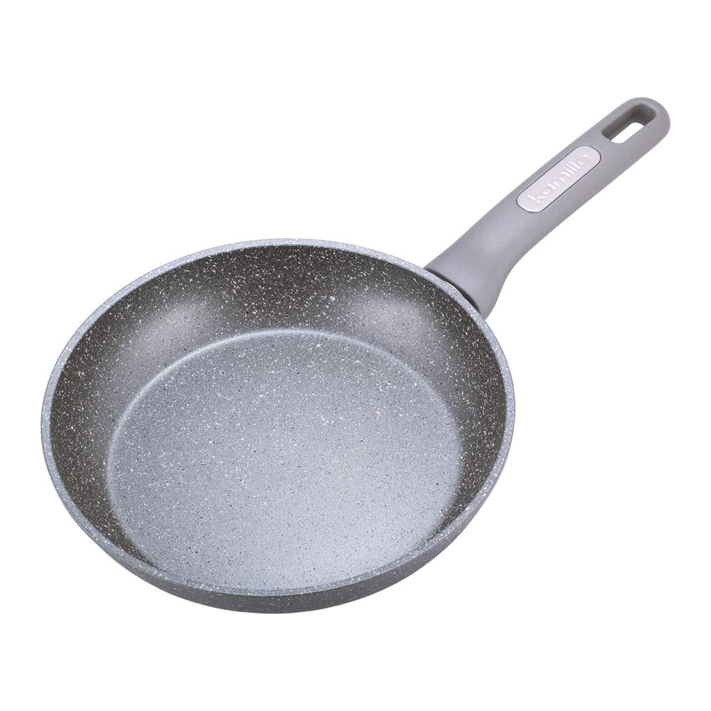 KAMILLE Сковорода 4285GR 20см литой аллюминий с АП покрытием 3-х слойное мраморное серый Индукция