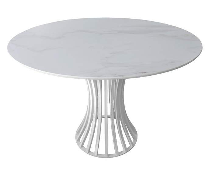 Стол Голд Айвори  120х120см + опора Голд-1 белая