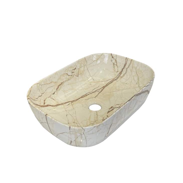 Раковина RD-1012 накладная на столешницу, бежевый мрамор 460х320х140мм