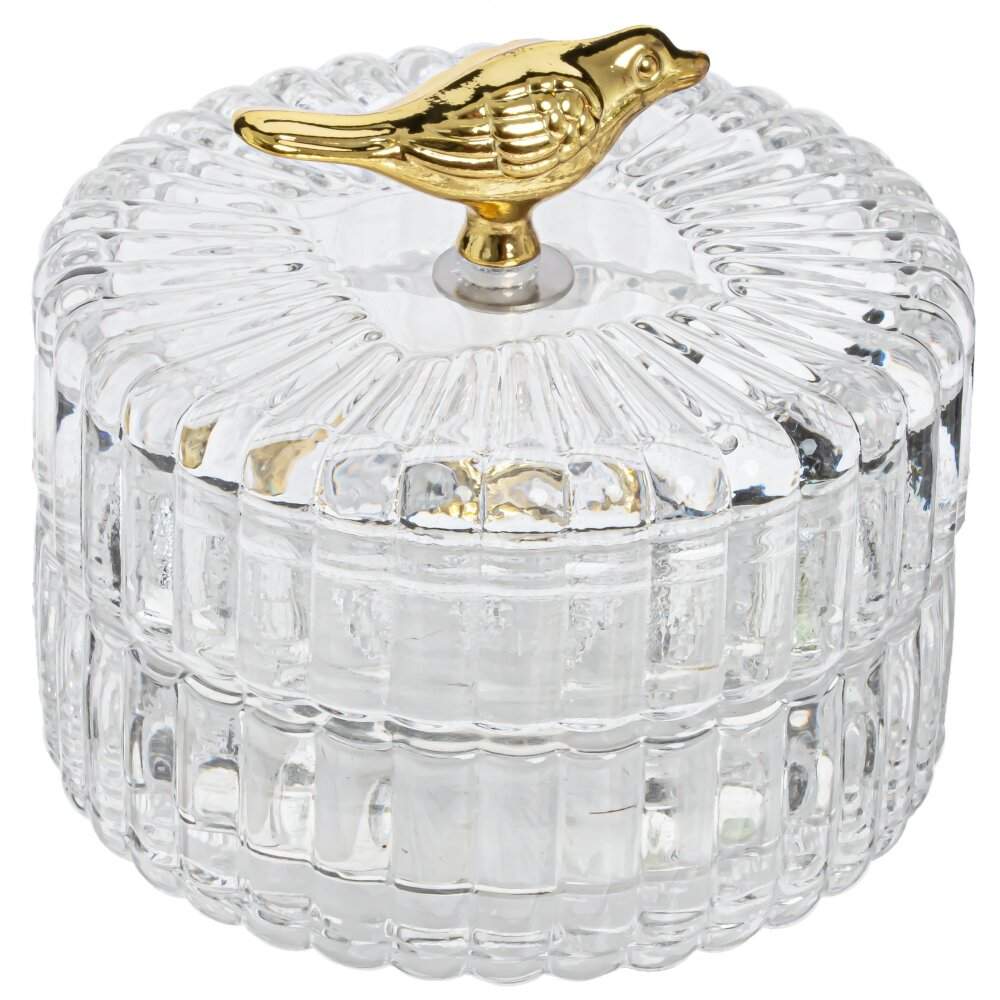 REMECO COLLECTION Шкатулка 796181 Птичка стекло/металл 8х8х7см