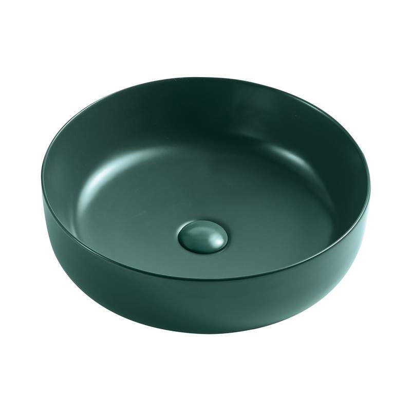 Умывальник накладной A607CDGM круглый б/перел. зел. матов. (440*440*140мм)+донный клап.EG8