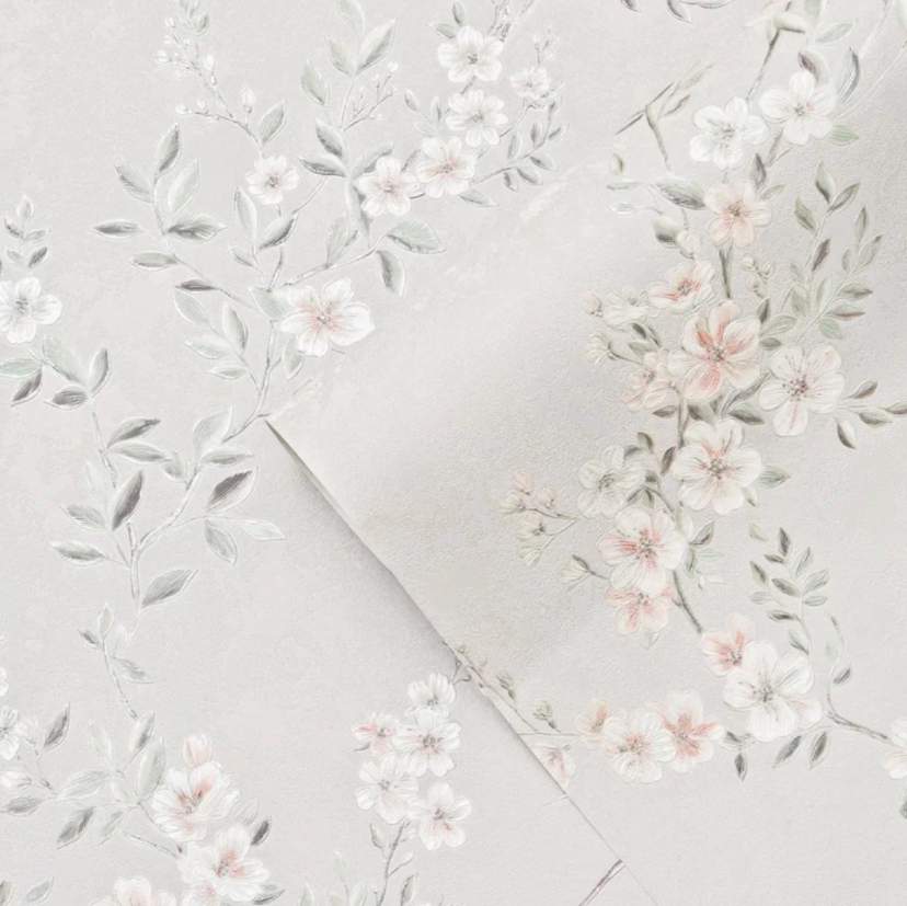 191113R обои Grandeco life/Celester мотив флористика , светло-серый