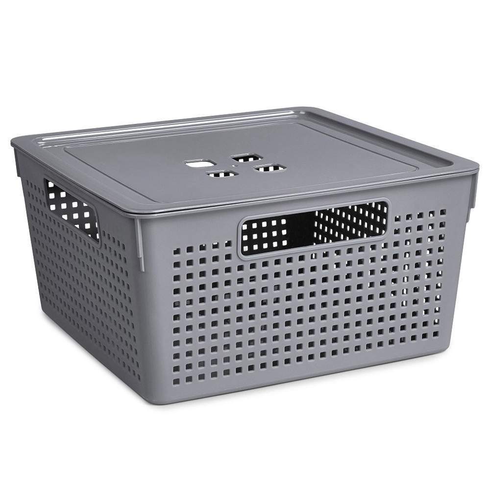 Корзинка Лофт/решетка 11л с кр.графит квадр 29х29h15см 6911118/328057