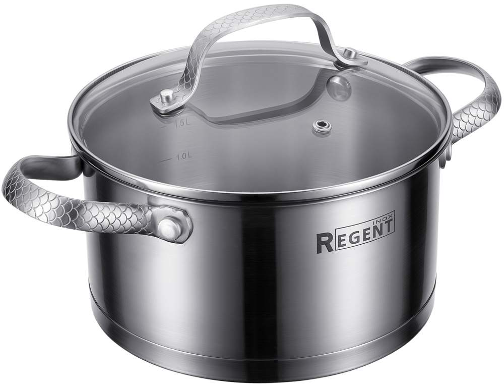 REGENT INOX Linea Sirena Кастрюля 65-0218 2400мл 18x9,5см cо стеклянной крышкой индукция