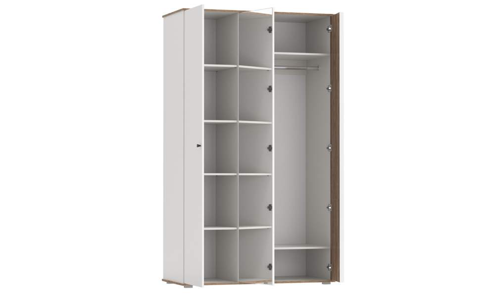 Шкаф д/одежды "Либерти" 51.14 3-х дв.(белый/дуб каньо/пр:Masa Decor белый) опора h20мм