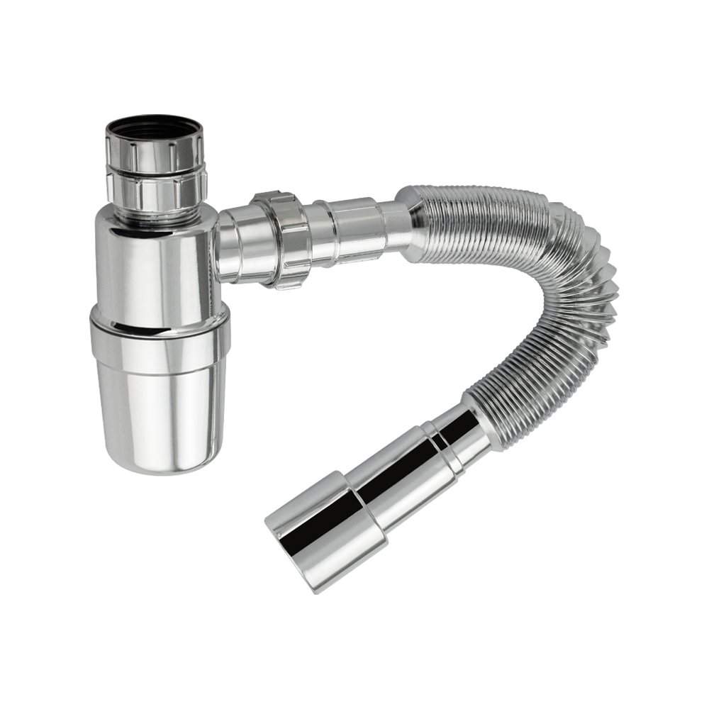 САНАКС сифон д/мойки,раковины с гофрой ,Хромированный бех горловины  8004