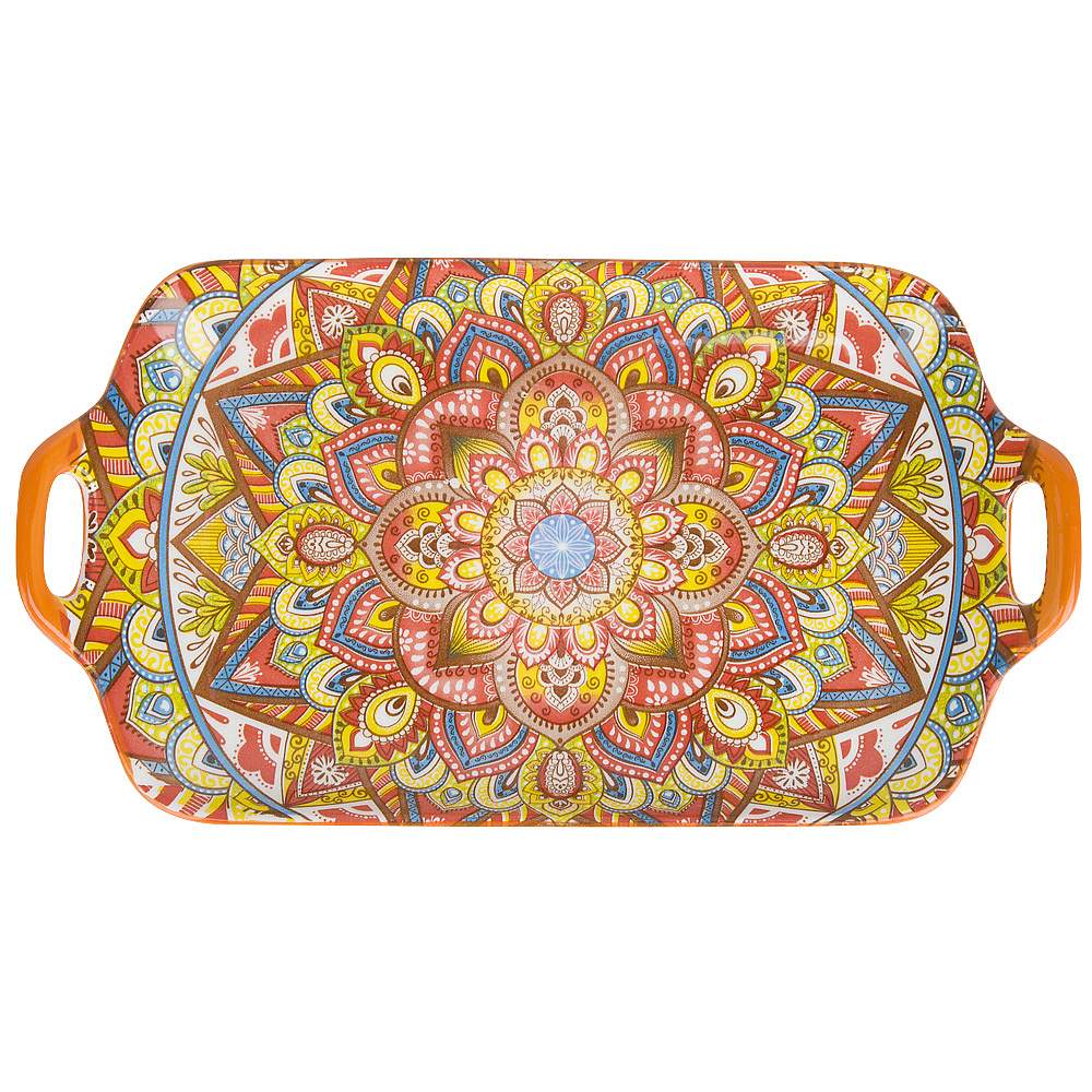 NOUVELLE HOME Arabesque оранжевый Поднос 0860091 с ручками 30х16,5х3см