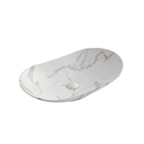 Раковина RD-358MR накладная на столешницу, белый мрамор 640х360х135мм