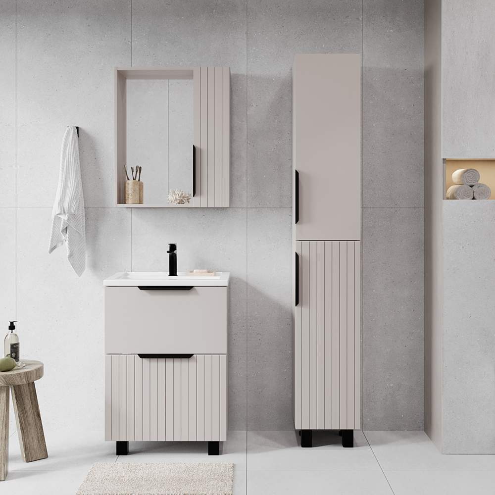 Тумба п/умыв. Сицилия 50 2 ящ.  напол.Капучино+ умывальник Como 50/Moduo 50  Белый