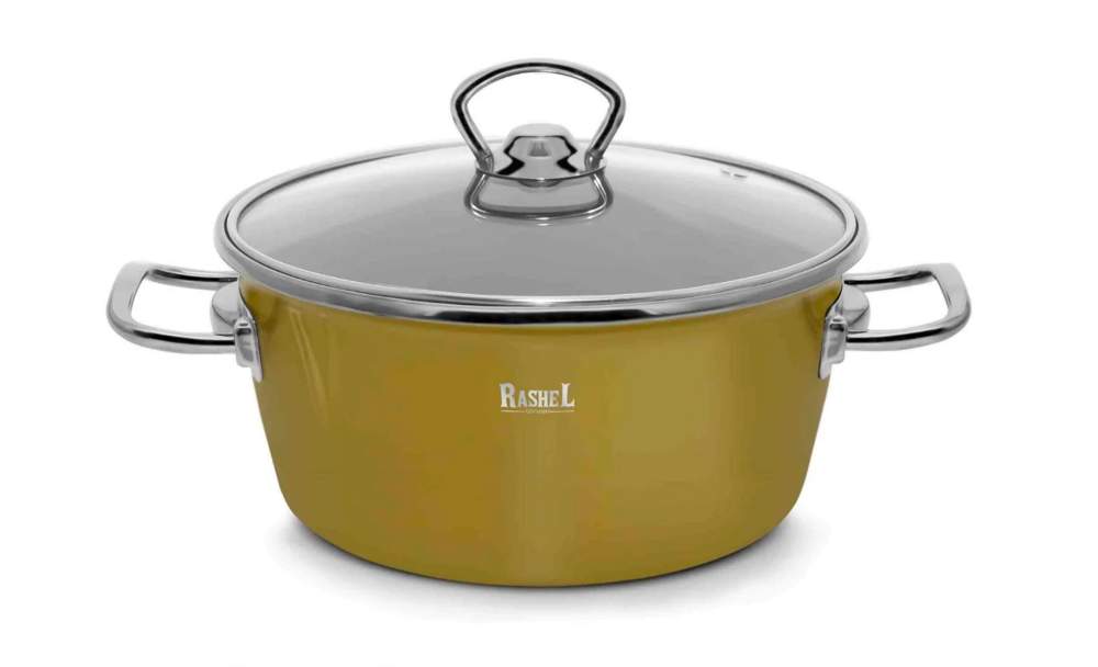 TM RASHEL Grand оливковый Кастрюля 5,2л 26см ручки(серебро) с/кр 3х-слойная эмаль R6026