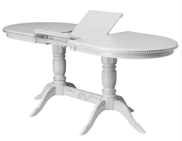 Стол Восток-2 дуб белый  серебро 1400(1800)х800 Н770 массив бука