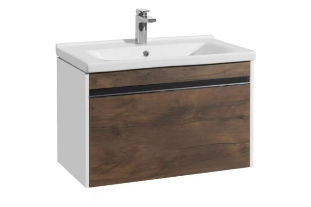 Тумба Капри 80 Таксония темная + Умывальник Миранда-80