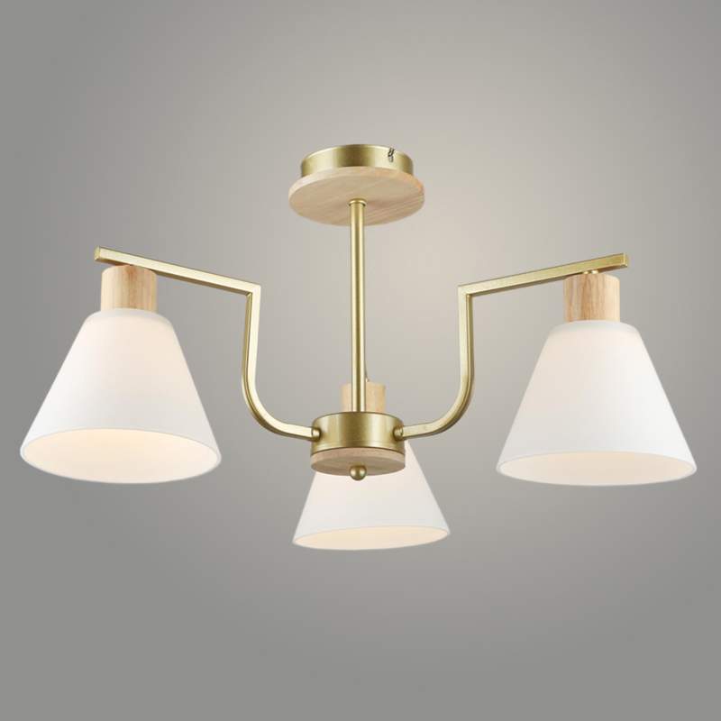 Люстра N5715/3 GD+WOOD золото/дерево 2х40W E27 d590 h310 QH23