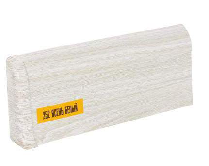 252 Плинтус н/п Идеал Комфорт, Ясень белый , 55мм/2,2м