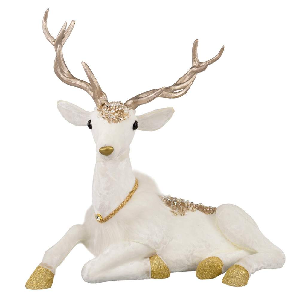 DECOLINE Фигурка Олень 688201740 белый 35х39х26см (пенопласт/текстиль) 
