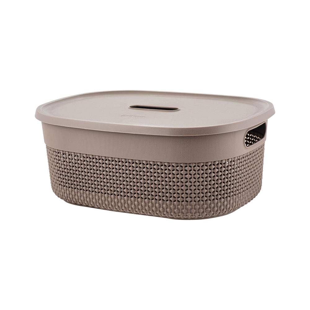 Корзинка д/хранения  OSLO с кр. мокко овал 12л  выруб.руч. PT133211015 /361513