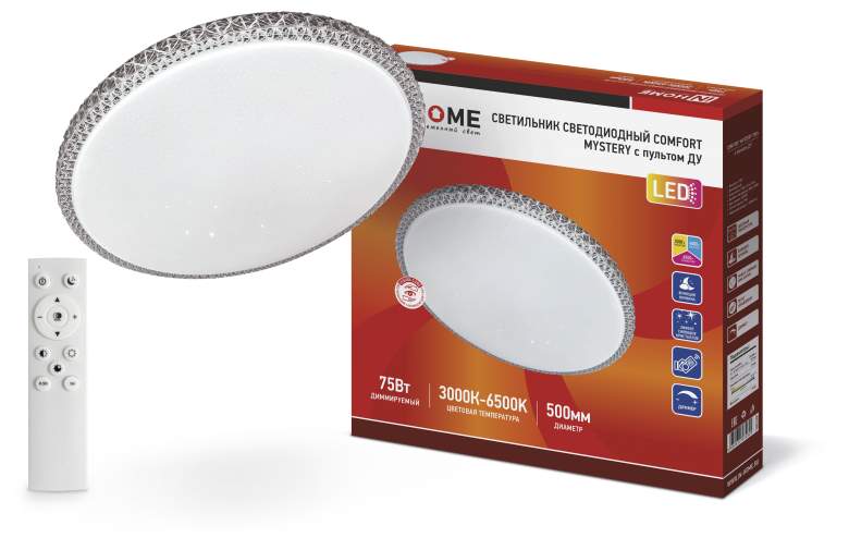 Светильник светод.Comfort MYSTERY с пультом ДУ потолочный 75W 3000-6500K