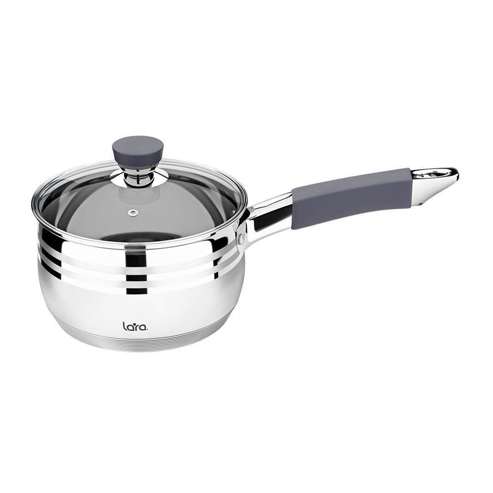 LARA Mercury Сотейник LR03-47 2,1л 16х7,5см капсул индукц дно жаропр.кр