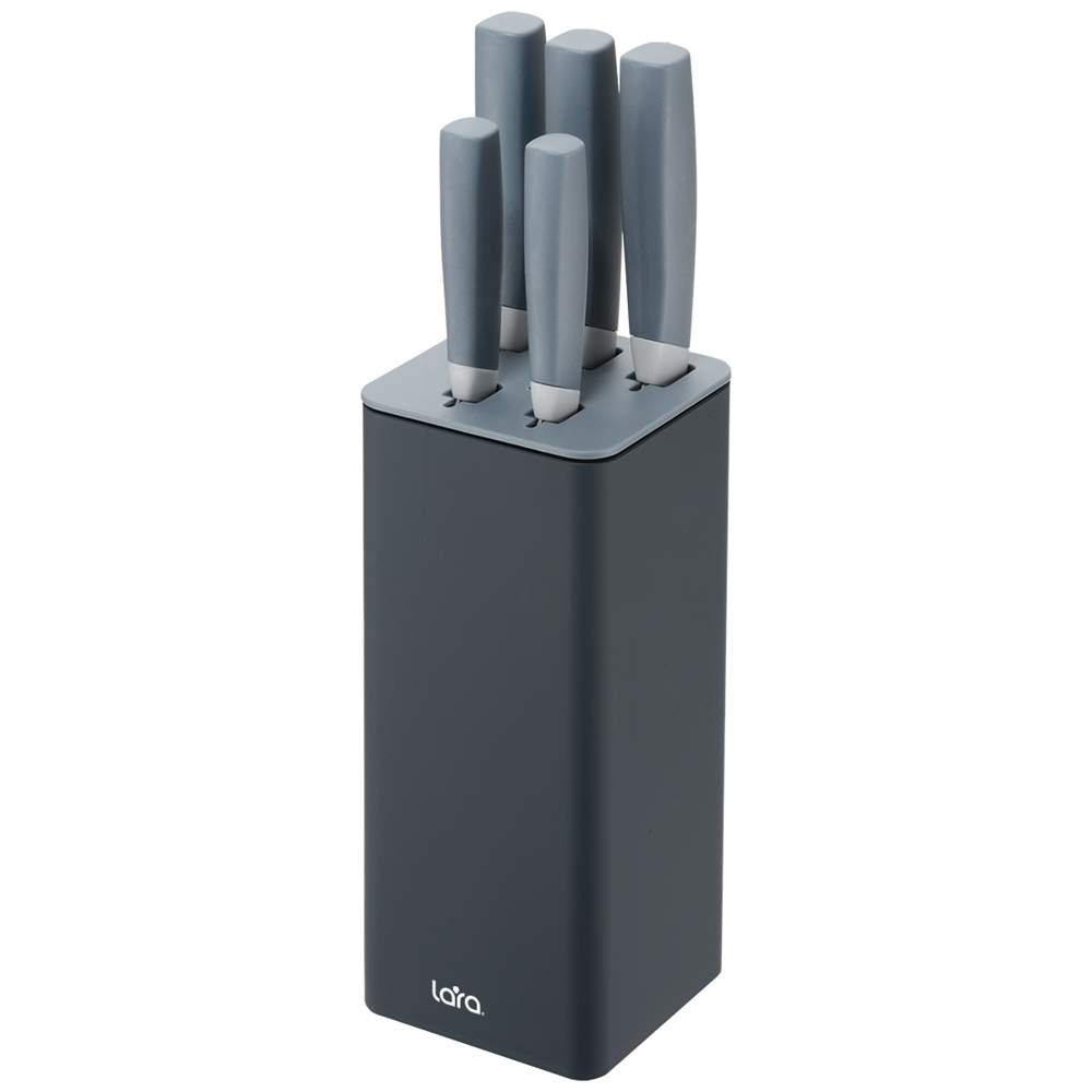 LARA Набор ножей LR05-71 6пр. (5 ножей+подставка) нерж/сталь