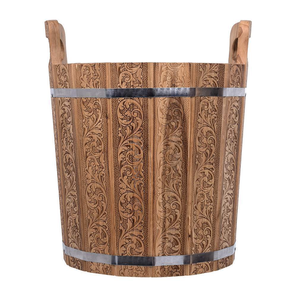 Запарник "Банные штучки" 20л  "Цветочный орнамент"  дуб, нерж.вставка  33380