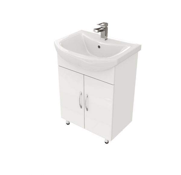 Тумба Оптима 60 напольная + раковина Балтика 60 керамическая 1WH110246 