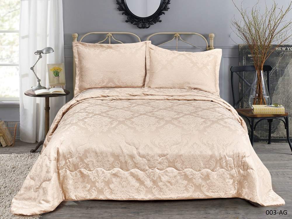 CLEO Покрывало Agata 003 240х260+2 нав.50х70 кремовый