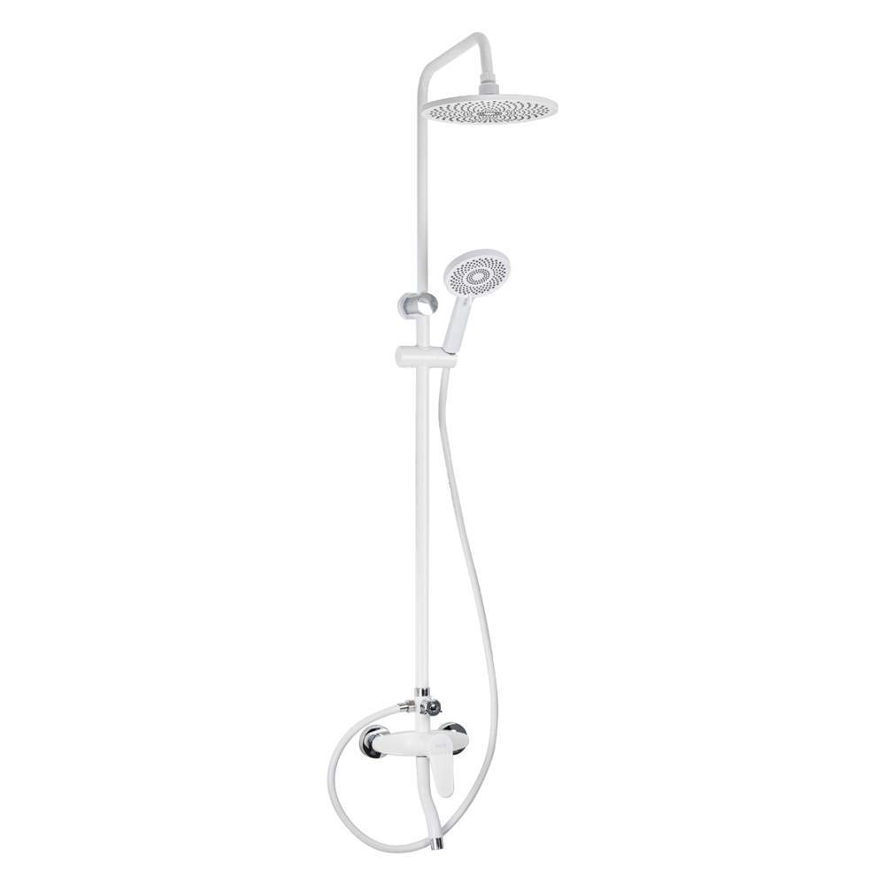 Смеситель+стойка душ.Тропический душ с 2 лейками BRIMIX 3054  Белый