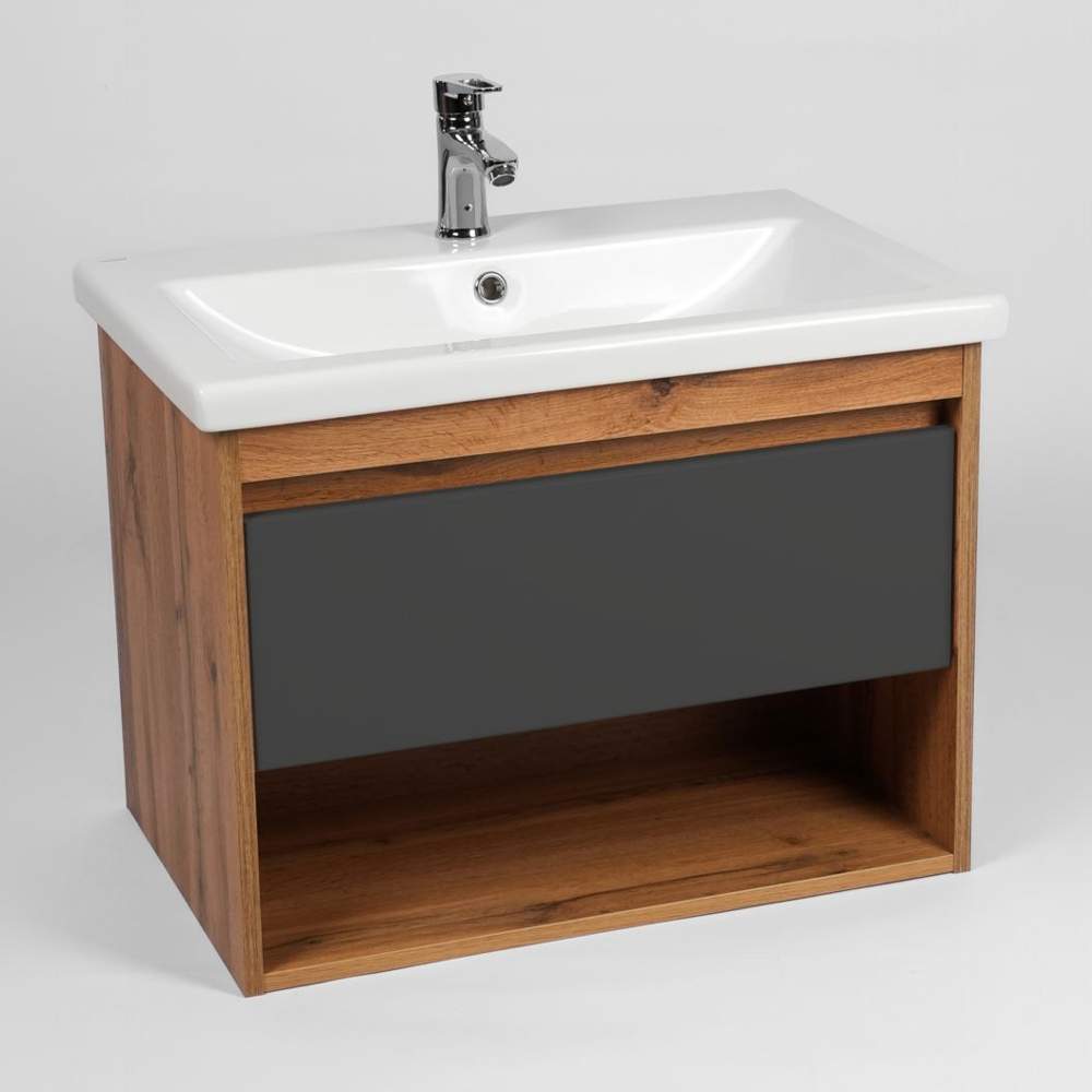 Тумба подвес. Бостон 60  1ств.+ раковина COMO 60  Графит