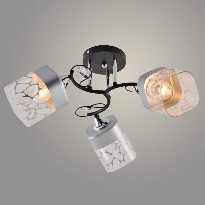 Люстра XA1517B/3 BK+CR черный/хром 3х60W E27 d530 h250  HN23