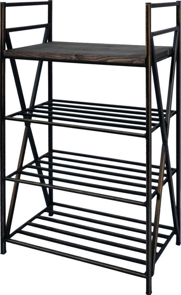 МЕТАЛЛ-ДЕКОР Обувница №1428 Лофт 4-х ярусная h92*60*30см