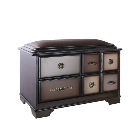 Банкетка "Пандора"-1 с обувницей (Орех оберджин-ИК-Domus sienna. фас.Шоколад) /11533/ В500*Ш700*Г430