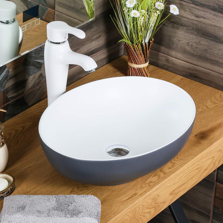 Умывальник накладной A433WGM серый мат.,белый матов 515*390*145мм