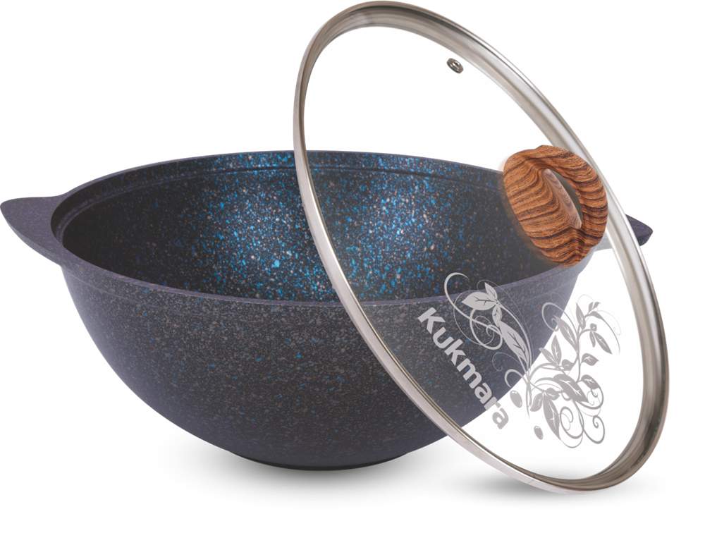 KUKMARA Казан кгг37а 3,5л АП Granit Ultra (blue) стеклянная крышка