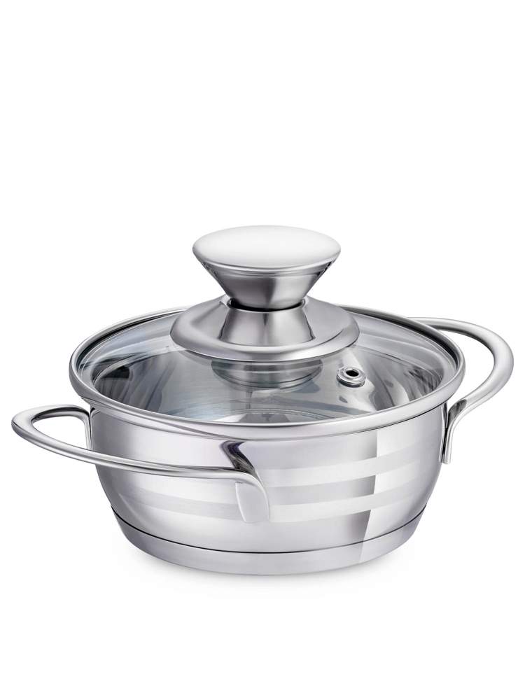 REGENT INOX Linea Bimbo Vitro Кастрюля (мини) 0,6л 12х5см с крышкой нерж.сталь 93-BIMv-01