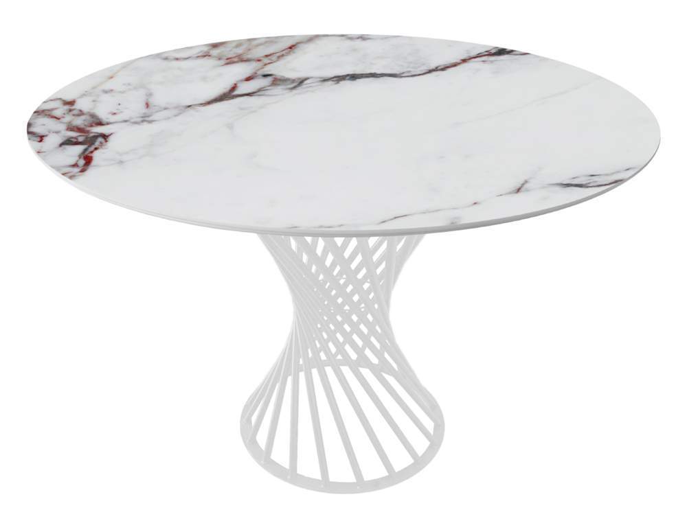 Стол Голд Руби 120х120см + опора Голд-2 (Лотос) белая