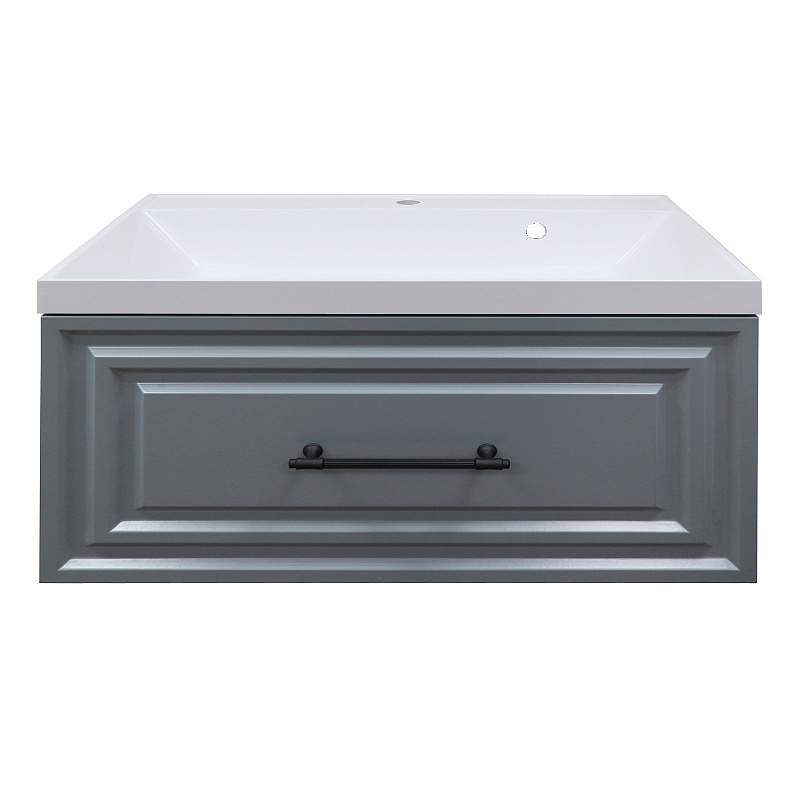 Тумба Laura 80/1 подвесная матов.серый с раков. Classik 80 ручка черный