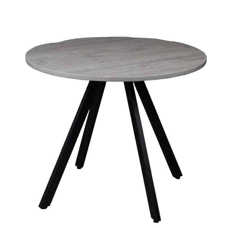 Стол Астррон нераскл. D900 ЛДСП(цемент светлый, опора эмаль черная)