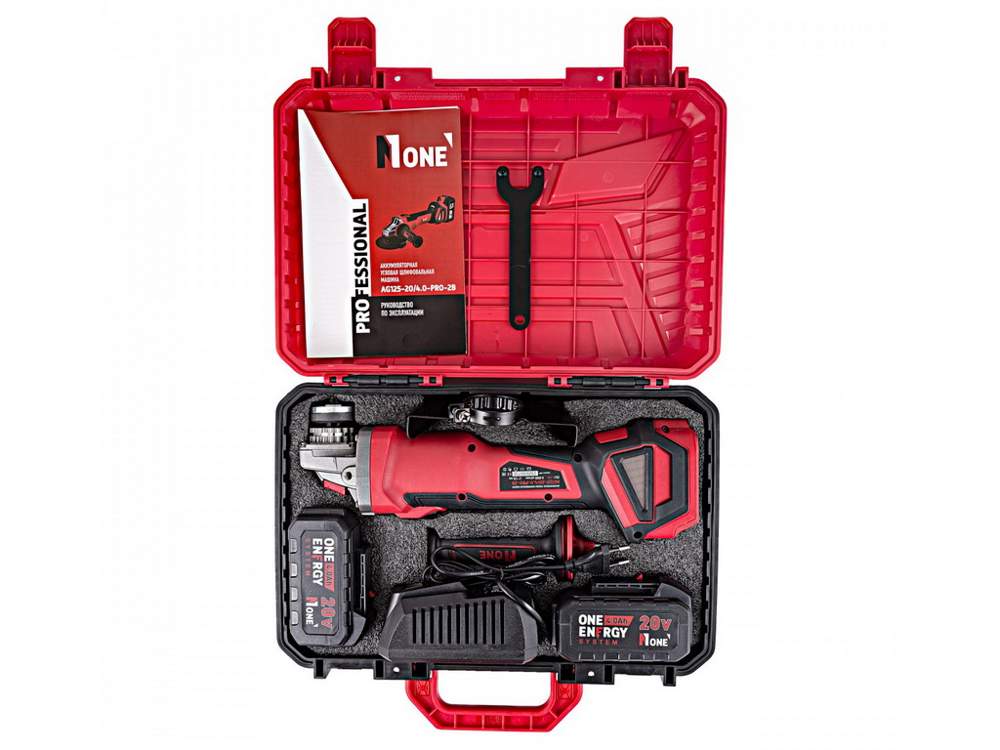 УШМ NUMBER ONE  AG125-20/4.0-PRO-2B бесщ.125мм 20V*2x4Аh кейс