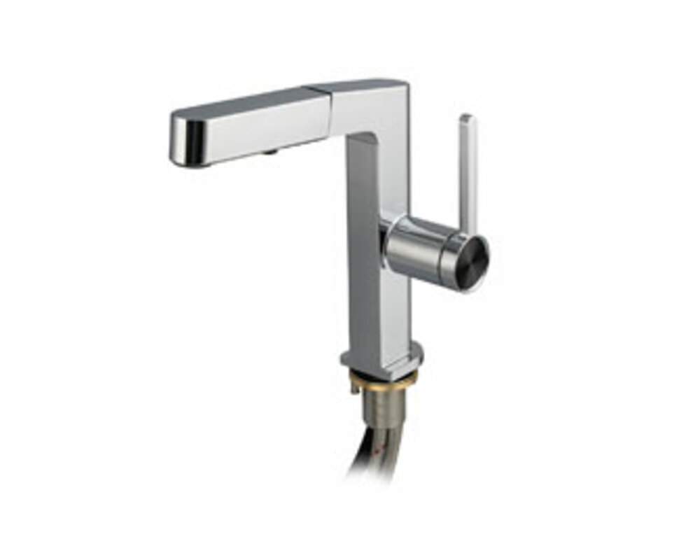 Смеситель Magnus  8235  кухон.шар., Г-обр. излив вытяж.,корпус из латуни хромированный